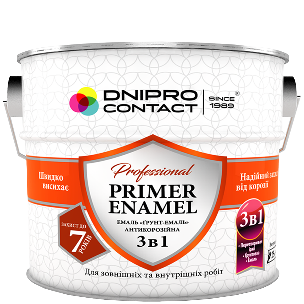 Грунт-Емаль Антикорозійна 3 в 1 Dnipro Contact (2,8 кг) чорна